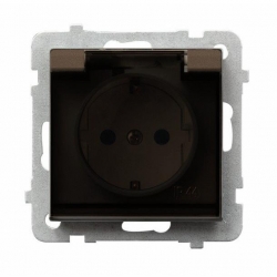 OSPEL SONATA Gniazdo hermetyczne poj. czekoladowy schuko GPH-1RS/m/40/d