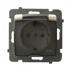 OSPEL KARO Gniazdo hermetyczne z/u 16A schuko IP44 srebrny GPH-1SS/m/43/d