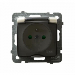 OSPEL KARO Gniazdo pojedyńcze IP44 ptp czekoladowy GPH-1SZP/m/40/d