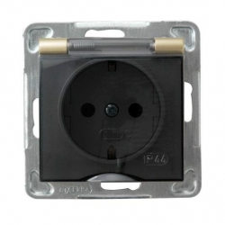 OSPEL IMPRESJA Gniazdo hermetyczne z/u 16A schuko IP44 złoty GPH-1YS/m/28/d