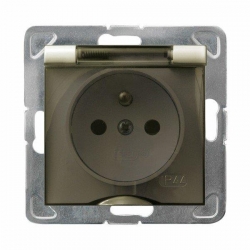 OSPEL IMPRESJA Gniazdo hermetyczne z/u 16A IP44 z klapką ecrue GPH-1YZ/m/27/d