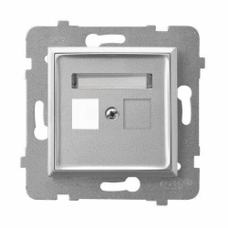 OSPEL ARIA Srebro Obudowa gniazda pojedynczego typu Keystone prosta GPK-1U/p/18