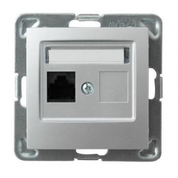 OSPEL IMPRESJA Gniazdo komputerowe pojedyncze RJ45 kat.6 srebrne GPK-1Y/T6/