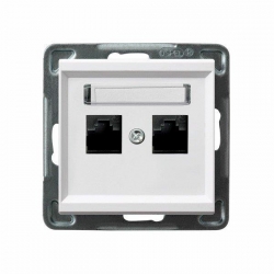 OSPEL SONATA Gniazdo komputerowe podw. 2xRJ45 kat.5e białe GPK-2R/K/m/00