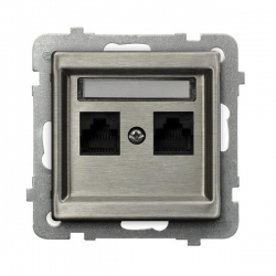 OSPEL SONATA Gniazdo komputerowe podwójne 2xRJ45 kat.6a stal inox KRONE G