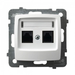 OSPEL KARO Gniazdo komputerowe podwójne RJ45 kat.5e MMC białe GPK-2S/K/m/00