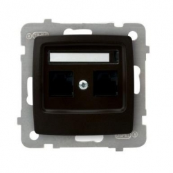 OSPEL KARO Gniazdo komputerowe podwójne RJ45 kat.5e MMC czekolad. GPK-2S/K/m/40