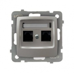 OSPEL KARO Gniazdo komputerowe podwójne RJ45 kat.5e MMC srebrny GPK-2S/K/m/43