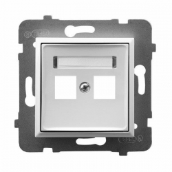OSPEL ARIA BIAŁY Obudowa gniazda podwójnego typu Keystone prosta GPK-2U/p/00