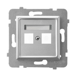 OSPEL ARIA Srebro Obudowa gniazda podwójnego typu Keystone prosta GPK-2U/p/18