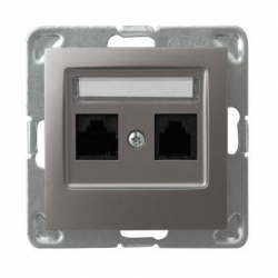OSPEL IMPRESJA Gniazdo komputerowe podwójne RJ45 kat.6 tytan GPK-2Y/K6E/m/2