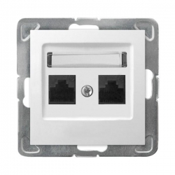 OSPEL IMPRESJA Gniazdo komputerowe podwójne RJ45 kat.5e białe GPK-2Y/K/m/00