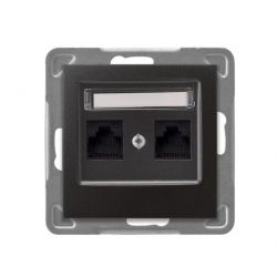 OSPEL IMPRESJA Gniazdo komputerowe podw. RJ45 kat.5e antracyt GPK-2Y/K/m/50
