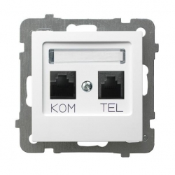 OSPEL AS Gniazdo teleinformatyczne RJ 45 + RJ 11 biały GPKT-G/K/m/00