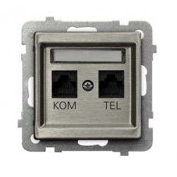 OSPEL SONATA Gniazdo teleinformatyczne RJ11 RJ45 stal inox KRONE GPKT-RM/K/m/37