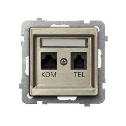 OSPEL SONATA Gniazdo komputerowo - telefoniczne nowe srebro GPKT-RM/K/m/44