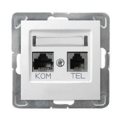 OSPEL IMPRESJA Gniazdo teleinformatyczne RJ11 + RJ45 białe GPKT