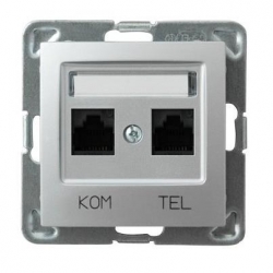 OSPEL IMPRESJA Gniazdo teleinformatyczne RJ11 + RJ45 srebrne GP