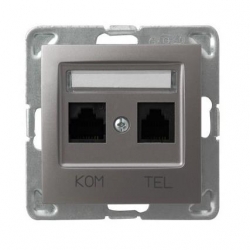 OSPEL IMPRESJA Gniazdo teleinformatyczne RJ11 + RJ45 tytan GPKT