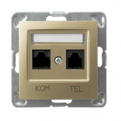 OSPEL IMPRESJA Gniazdo teleinformatyczne RJ11 + RJ45 złoty meta