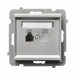 OSPEL SONATA Gniazdo telefoniczne pojedyncze RJ11 srebro mat GPT-1R/m/38