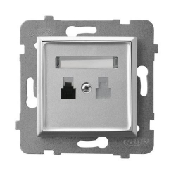 OSPEL ARIA Srebro Gniazdo telefoniczne pojedyncze GPT-1U/m/18