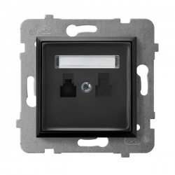 OSPEL ARIA CZARNY METALIK Gniazdo telefoniczne pojedyncze GPT-1U/m/33
