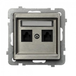 OSPEL SONATA Gniazdo telefoniczne podwójne RJ11 tal inox GPT-2RMN/m/37