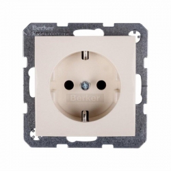 HAGER POLO Berker/B.Kwadrat Gniazdo Schuko 16A IP20 kremowe połysk S.1 47438