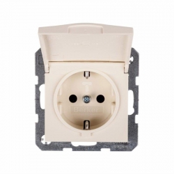HAGER POLO Berker/B.Kwadrat Gniazdo Schuko 16A IP44 z klapką kremowe S.1 475