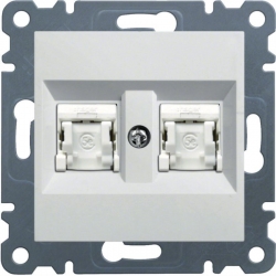 HAGER POLO LUMINA2 Gniazdo komputerowe podwójne RJ45 kat. 5e FTP białe WL2140