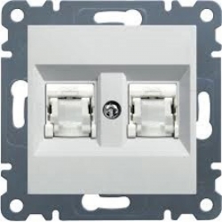 HAGER POLO LUMINA2 Gniazdo komputerowe podwójne RJ45 kat. 6 UTP białe WL2160