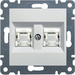 HAGER POLO LUMINA2 Gniazdo komputerowe podwójne RJ45 kat. 6 FTP białe WL2180