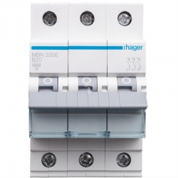 HAGER POLO Wyłącznik nadprądowy 3P B 20A 6kA AC MBN320E