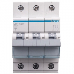 HAGER POLO Wyłącznik nadprądowy 3P B 32A 6kA AC MBN332E