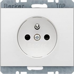 HAGER POLO Berker K.1 gniazdo z/u poj. biały połysk 396380+3965757009