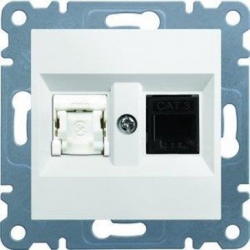 HAGER POLO LUMINA2 Gniazdo teleinformatyczne RJ11/12 + RJ45 białe W2210