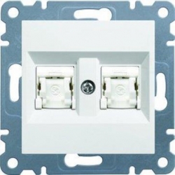 HAGER POLO LUMINA2 Gniazdo komputerowe podwójne RJ45 Cat.5e UTP białe WL2120