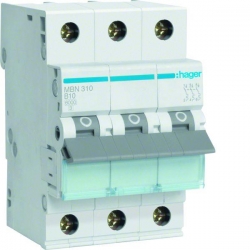 HAGER POLO Wyłącznik nadprądowy 3P B 10A 6kA AC MBN310E