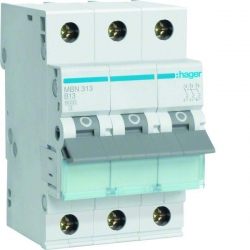 HAGER POLO Wyłącznik nadprądowy 3P B 13A 6kA AC MBN313E