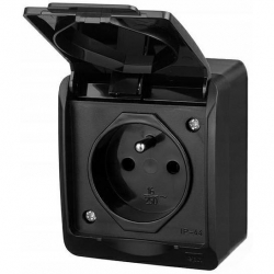 ELEKTRO-PLAST NASIELSK Hermes 0321-09 Gniazdo hermetyczne pojedyncze z/u 16A IP44 czarne