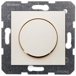 HAGER POLO Berker B.kwadrat Ściemniacz przyciskowo-obrotowy LED 3-100W, halogen 20-500W kremowy 2873+5311378982