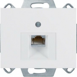 HAGER POLO Berker K.1 Gniazdo RJ45 komputerowe pojedyncze biały połysk kat 6e ekranowane 455401+14077009
