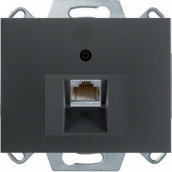 HAGER POLO Berker K.1 Gniazdo RJ45 komputerowe pojedyncze antracyt kat 6e ekranowane 455401+14077006