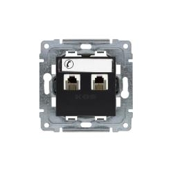 KOS-ELEKTRO SYSTEM DANTE Gniazdo telefoniczne podwójne 2xRJ 11 czarne z etykietą 450964