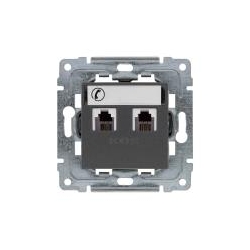 KOS-ELEKTRO SYSTEM DANTE Gniazdo telefoniczne podwójne 2xRJ11 z etykietą grafit 456064