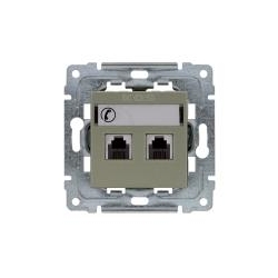 KOS-ELEKTRO SYSTEM DANTE Gniazdo telefoniczne podwójne 2xRJ11 z etykietą satyna 455064