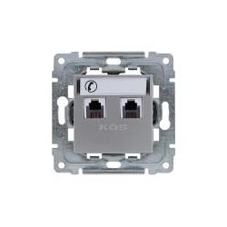 KOS-ELEKTRO SYSTEM DANTE Gniazdo telefoniczne podwójne 2xRJ11 z etykietą inox 454164