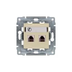 KOS-ELEKTRO SYSTEM DANTE Gniazdo telefoniczne podwójne 2xRJ11 z etykietą kremowe 450364