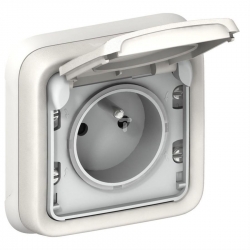 LEGRAND PLEXO55 Gniazdo pojedyncze z/u 16A z klapką ecru / białe 069870